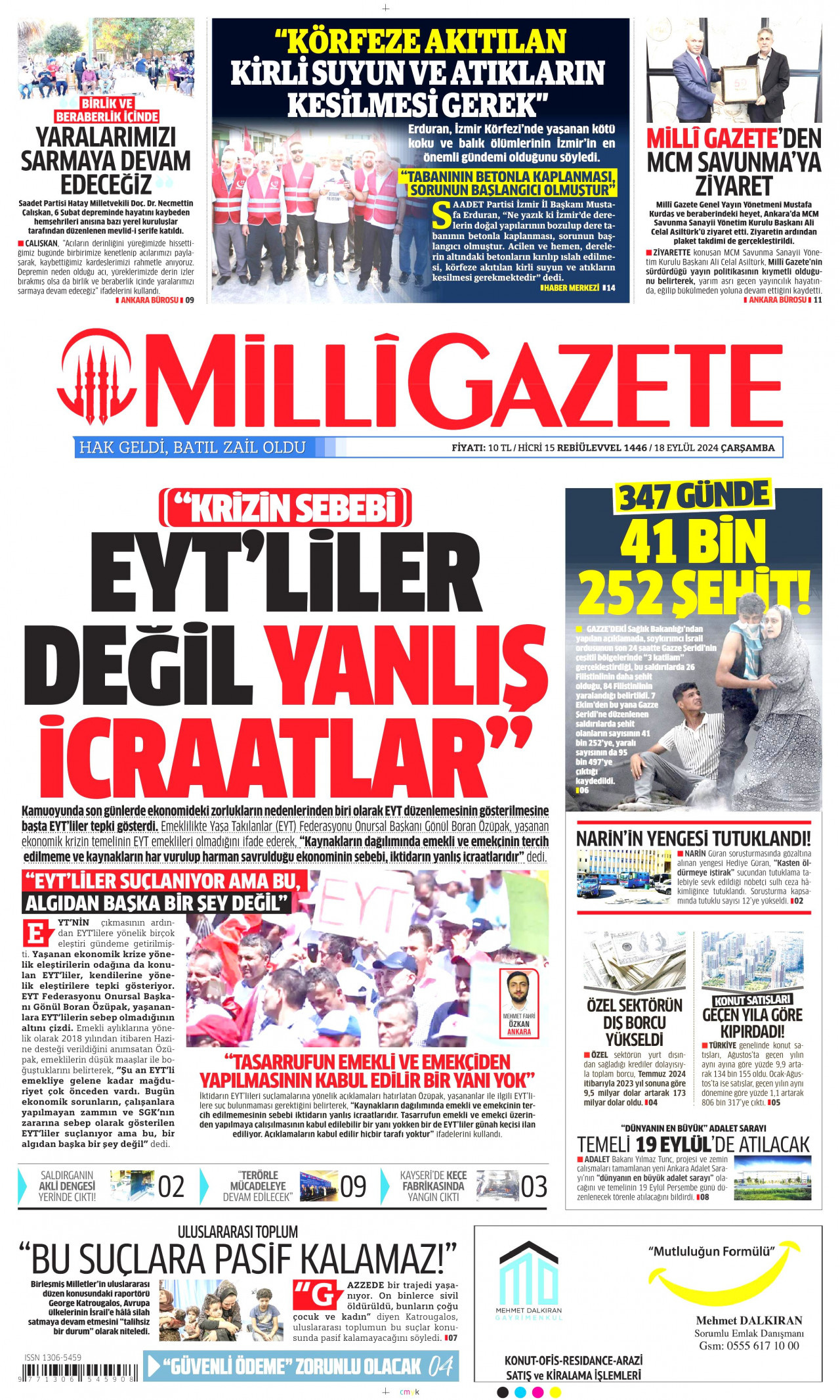 MİLLİ GAZETE 18 Eylül 2024 Gazete Manşeti Büyük