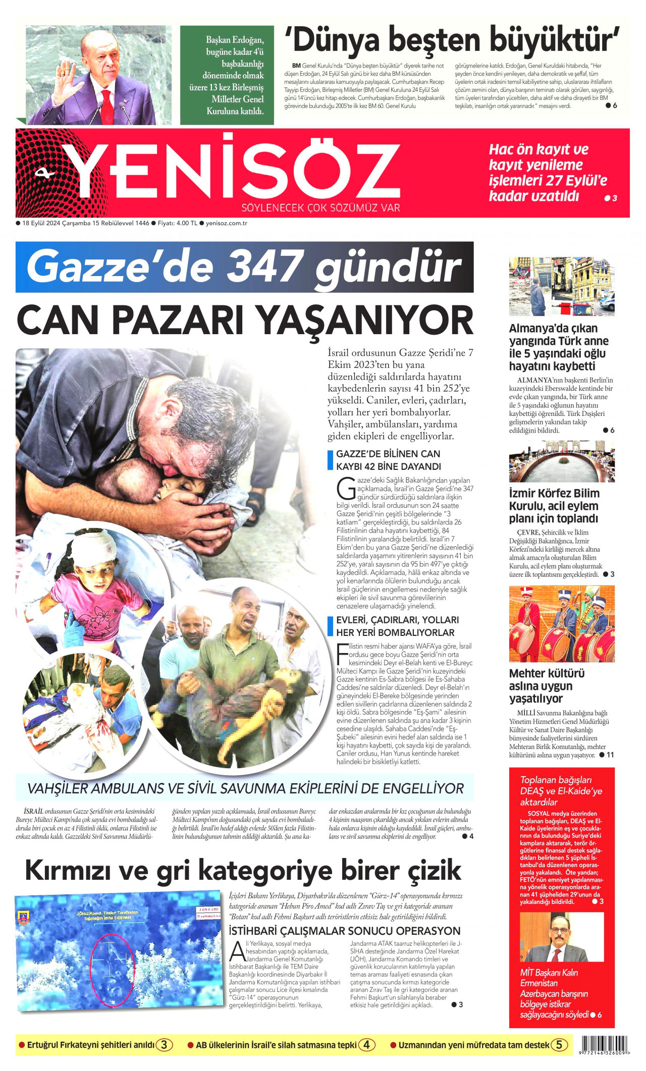 YENİ SÖZ GAZETESİ 18 Eylül 2024 Gazete Manşeti Büyük