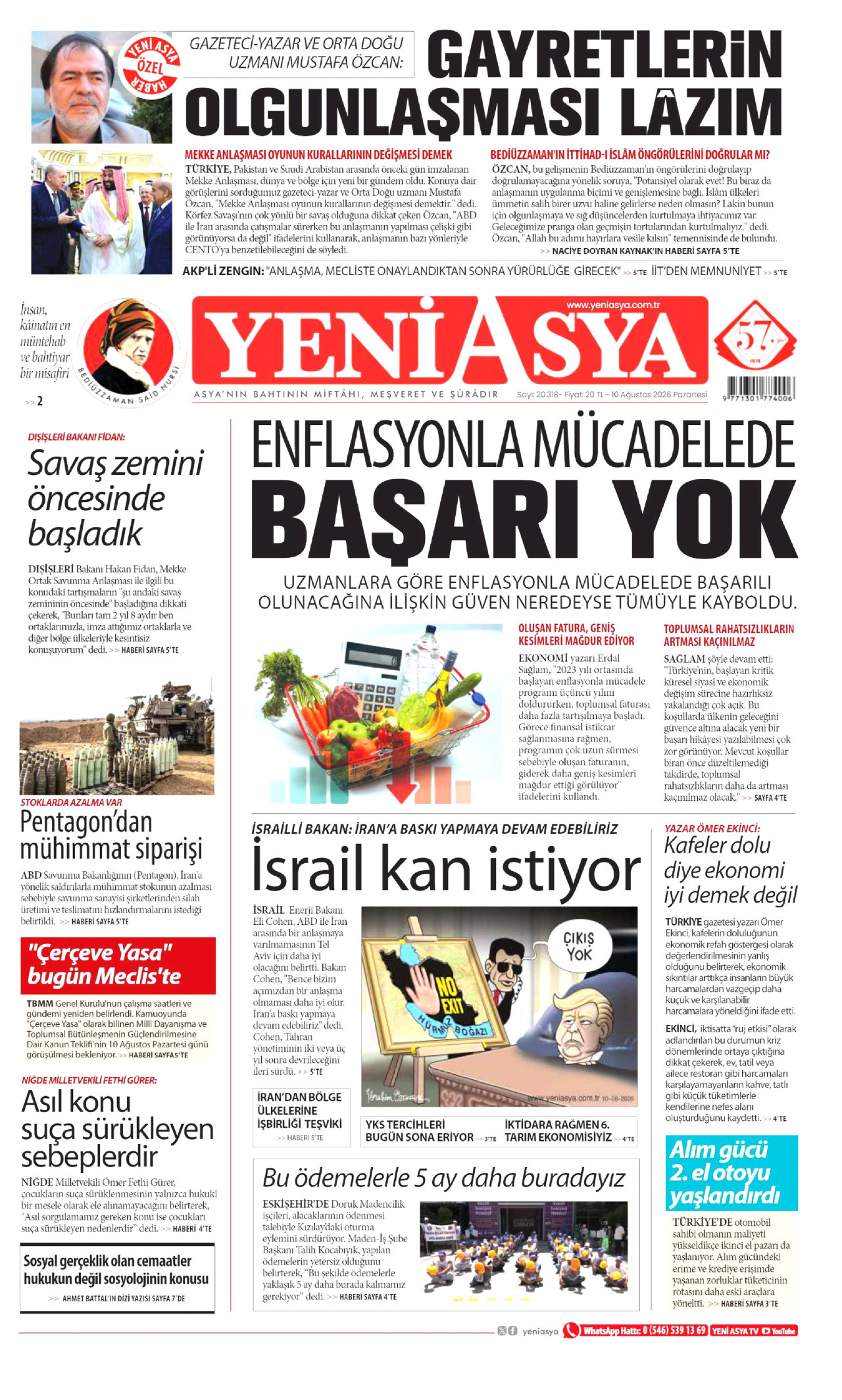 YENİ ASYA 10 Ağustos 2026 Gazete Manşeti Büyük