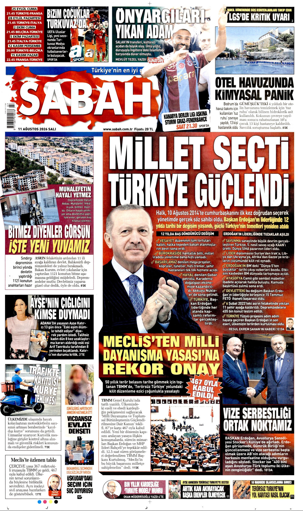 SABAH 11 Ağustos 2026 Gazete Manşeti Büyük