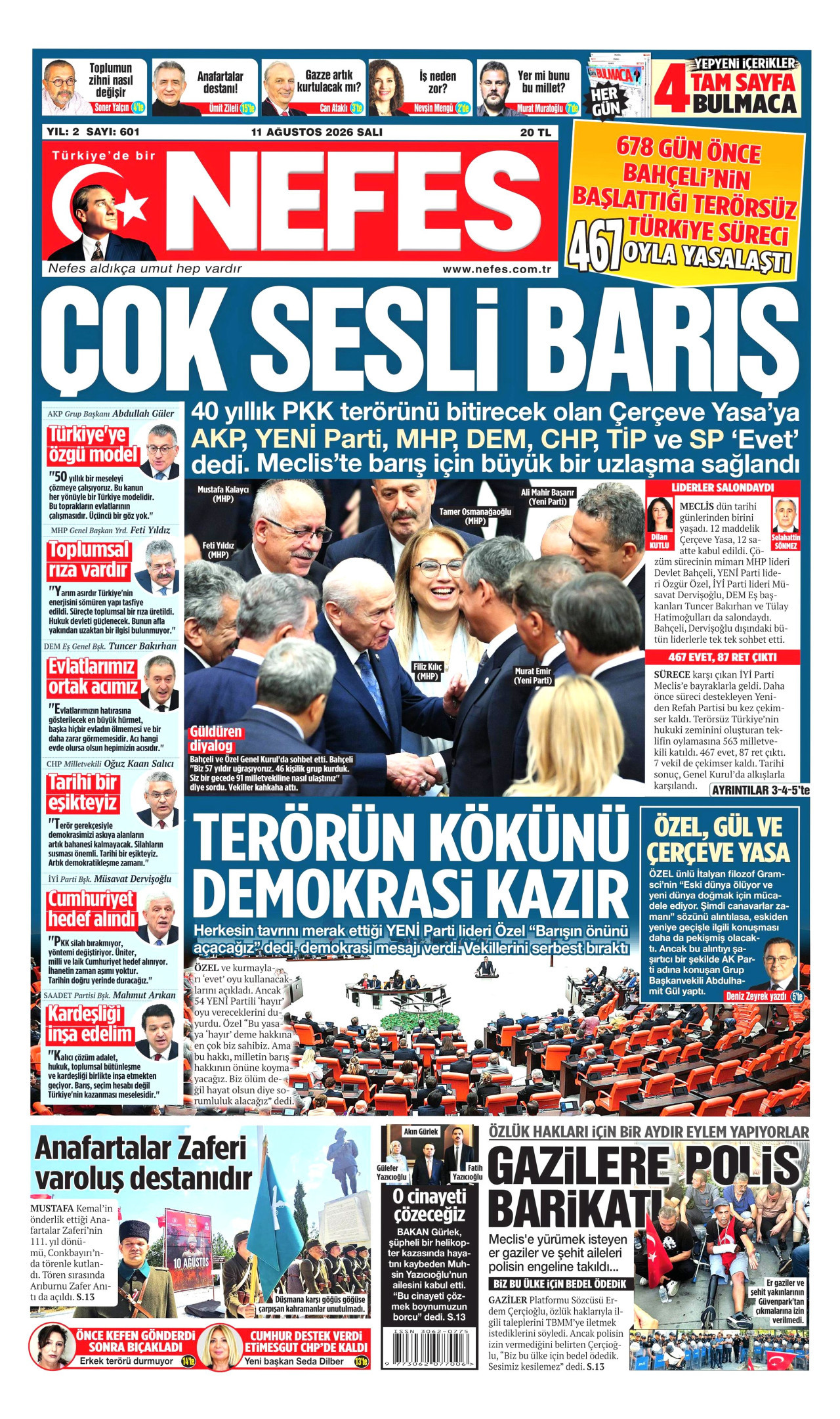 NEFES 11 Ağustos 2026 Gazete Manşeti Büyük