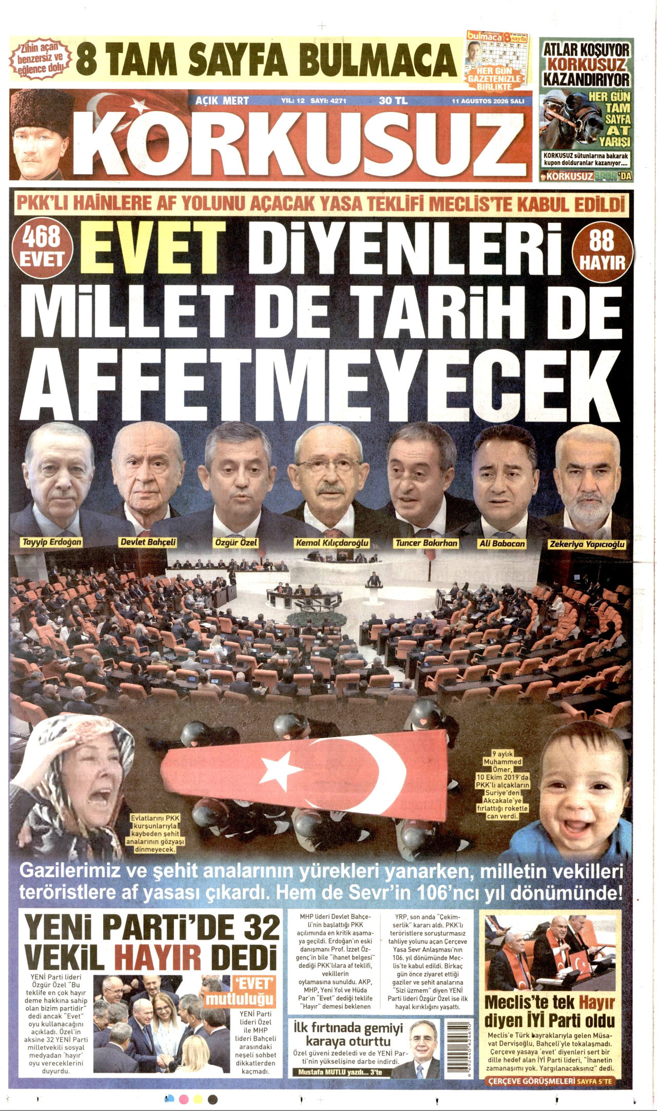 KORKUSUZ 11 Ağustos 2026 Gazete Manşeti Büyük